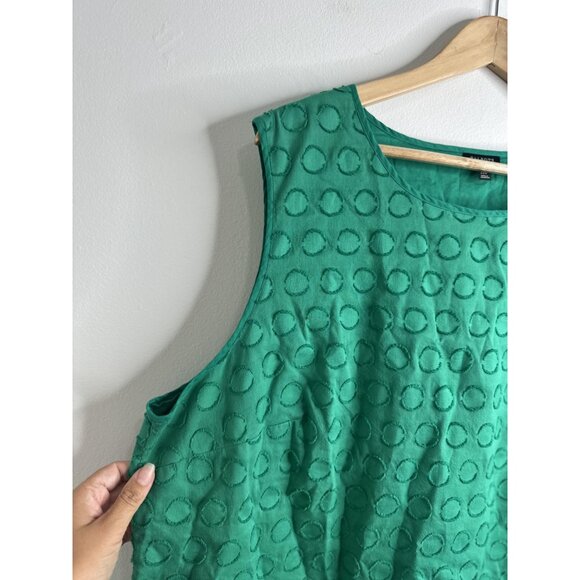 Talbots Tank Top Womens 22W Kelly Green Textured Sleeveless Blouse Cotton - Picture 3 of 10